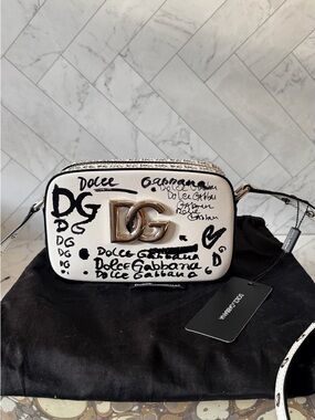 Dolce & Gabbana 3.5 Graffiti DG Logo Crossbody with Silver Hardware